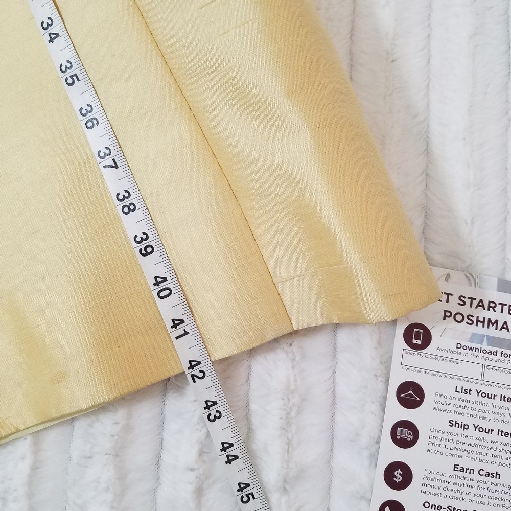 Vintage 50's yellow dress cap sleeve rhinestone collar lined sz. 8/10 - Picture 6 of 10